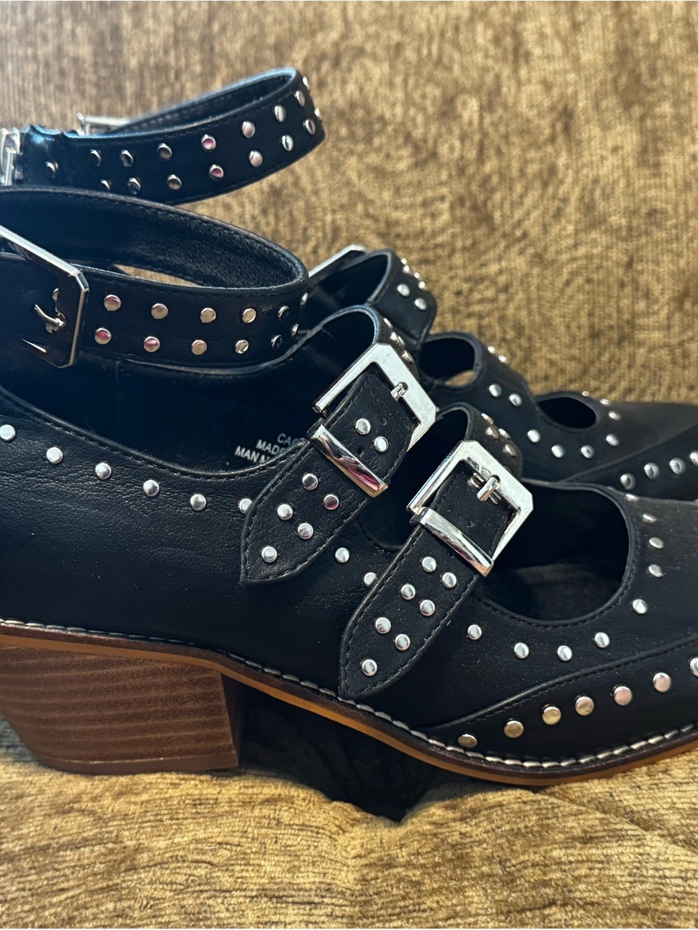 Corkys Black Studded Triple-Buckle Flats - Picture 4 of 8
